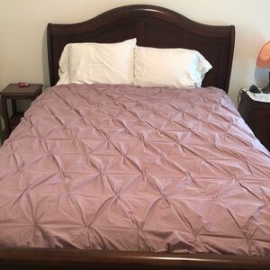 West Elm pintuck ruched Queen 100% cotton duvet cover EUC